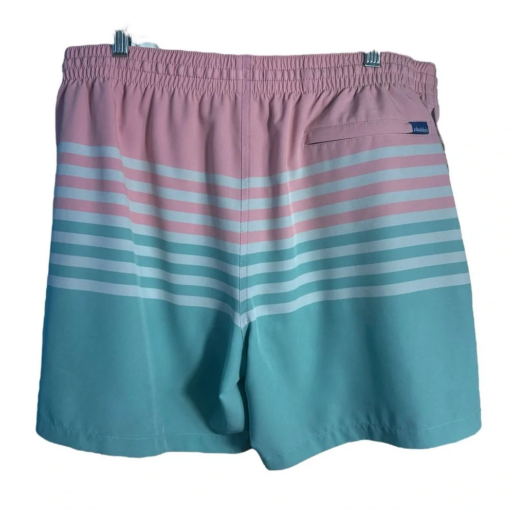 Chubbies Striped Pink and Blue Classic Swim Trunks 5.5 inseam